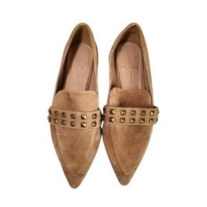 Linea Paolo Mylene Studded Fashion Flats Tan Suede Mules Shoes Women's Size 5